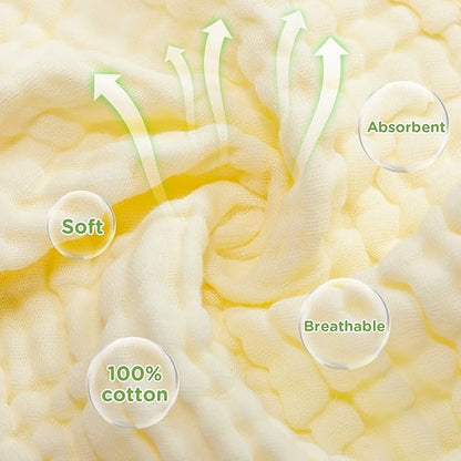 Breling 20 Pcs Baby Muslin Washcloth 12 x 12 Inch 100% Cotton Soft and Absorbent Muslin Washcloth Burp Cloth Wipe Newborn Face Towel for Baby Boy Girl Sensitive Skin (Blue, White, Green, Yellow, Pink)