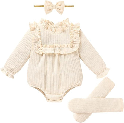 GRNSHTS Newborn Baby Girl Clothes Ruffle Rompers Toddler Fall Outfits for Girls Set Little Girl Fall Winter Clothing