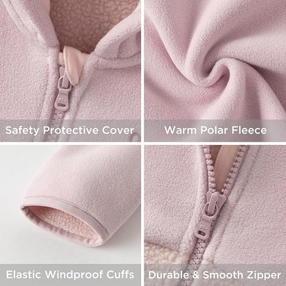 DAVE&BELLA Toddler Fleece Jacket, Baby Boys Girls Animal-shaped Hooded Zipper Long Sleeve Warm Spring Autumn Outerwear Coat