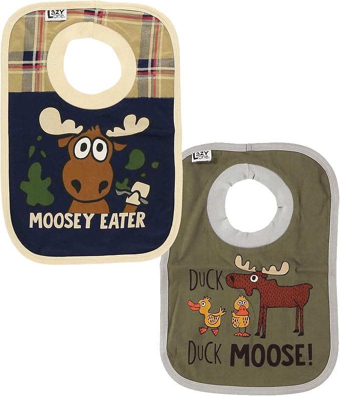 LazyOne Animal-Print Baby Bibs, Infant Bibs, Cute Baby Shower Gifts, One Size, Pack of 2