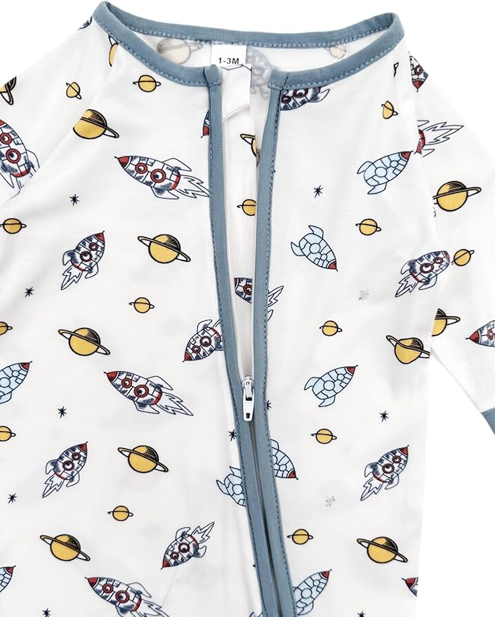 Bow Dream Bamboo Rayon Baby Boy Romper Footed Long Sleeve Footies Newborn Girl Clothes Footless with Zipper and Mitten Cuffs