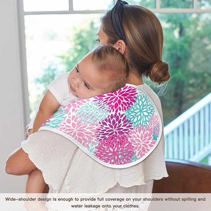 vvfelixl Muslin Burp Cloths Dahlia Flower Print Baby Washcloths for Baby Girl Boys 2 Pack Purple