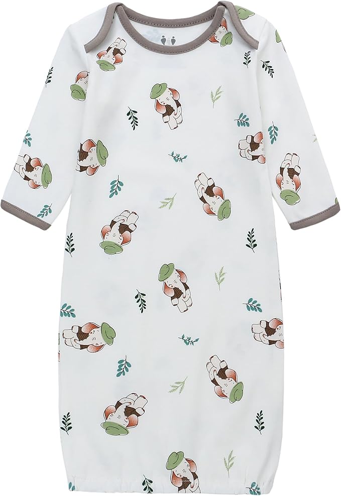 Baby Newborn Gown, 3 Packs Baby Sleeping Bag, Long Sleeve Sleep Sack, Cotton Cloths for Newborn Boys Girls 0-12 Months