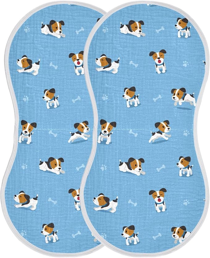 vvfelixl Muslin Burp Cloths Jack Russell Terrier Dog Baby Washcloths for Baby Girl Boys 2 Pack Blue