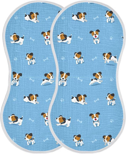 vvfelixl Muslin Burp Cloths Jack Russell Terrier Dog Baby Washcloths for Baby Girl Boys 2 Pack Blue