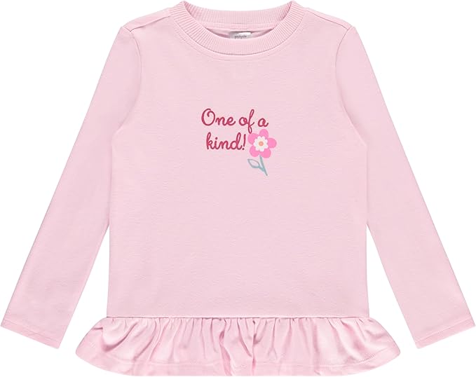 Cudlie 5-Pack Infant/Toddler Girl Long Sleeve Shirt - Basic Baby Tees, Blouses, Tops - Solid Print & Ruffled Tshirts