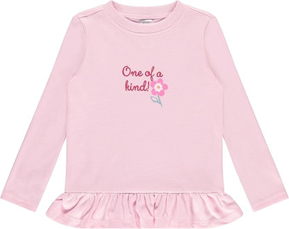 Cudlie 5-Pack Infant/Toddler Girl Long Sleeve Shirt - Basic Baby Tees, Blouses, Tops - Solid Print & Ruffled Tshirts