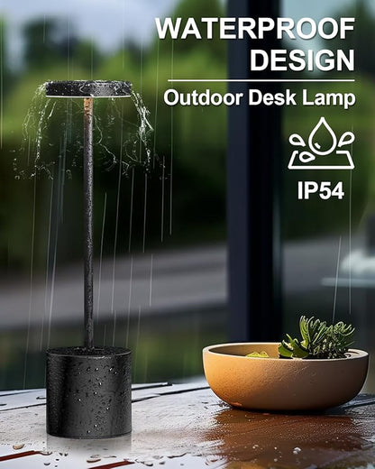Cordless Table Lamp Set of 2, Rechargeable 5000mAh Battery Powered Outdoor Table Lamps, Portable LED Desk Lamp, 3 Color Dimmable Light for Restaurant, Patio, Bedroom, Bedside Night Lamp(Black)