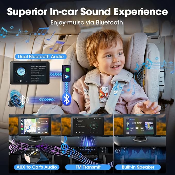 7" Baby Car Camera AHD 1080P Baby Monitor with CarPlay & Android Auto, Ultra Night Vision Car Camera for Baby w 150° Wide Angle Invisible Infrared Lights, Alternative to Rear Facing Mirrors