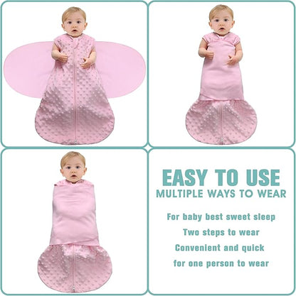 Fleece Newborn Sleep Sack Baby Swaddle,3-Way Adjustable Wearable Blanket,2 Pack Fleece Swaddling Sleeping Bag TOG 2.0， (Gray & Pink, 6-12 Months)