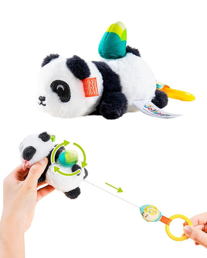 Jollybaby Baby Rattles & Soft Plush Hanging Toy for Stroller Crib car seat and Play Gym, Sensory Developmental Vibrating Toys for Newborn, Baby Christmas Stocking/Socks Stuffers Gifts - Panda
