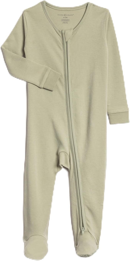 Colored Organics Baby Zip-Up Footed Sleeper with 2-Way Zipper - Newborn Organic Cotton Pajamas
