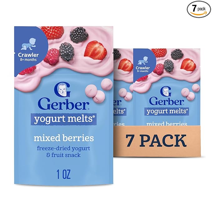 Gerber Yogurt Melts Freeze-Dried Yogurt Snack, Mixed Berries 1 Ounce (Pack of 7)