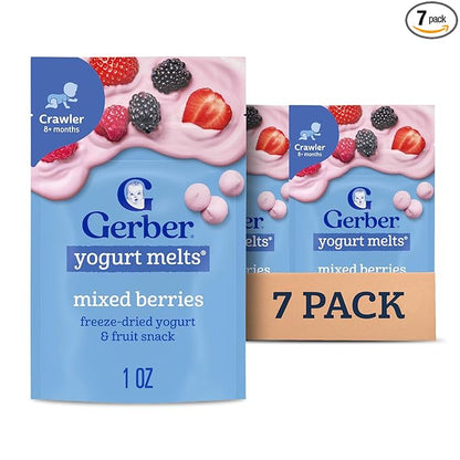 Gerber Yogurt Melts Freeze-Dried Yogurt Snack, Mixed Berries 1 Ounce (Pack of 7)