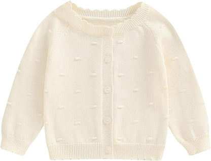 Newborn Baby Girl Knit Sweater Cardigan Winter Warm Button Down Sweatshirt Top Jacket Outfit Cute Infant Fall Clothes