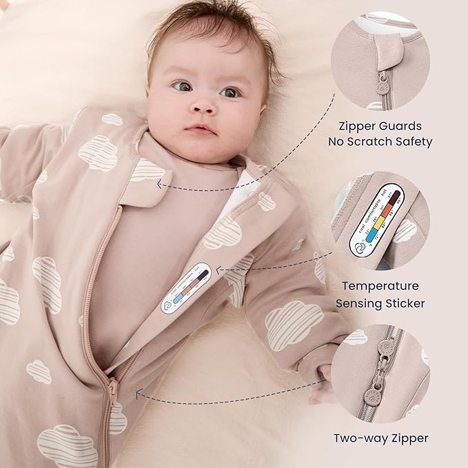 kaiya baby Unisex Sleeping Bag for Babies and Toddlers 1.0 Tog Sleep Sack 0-6 Months, Baby Sleep Sack, Newborn Sleep Sack, Wearable Blanket Baby, One Piece with Sleeves, Gifts for Baby, Pink