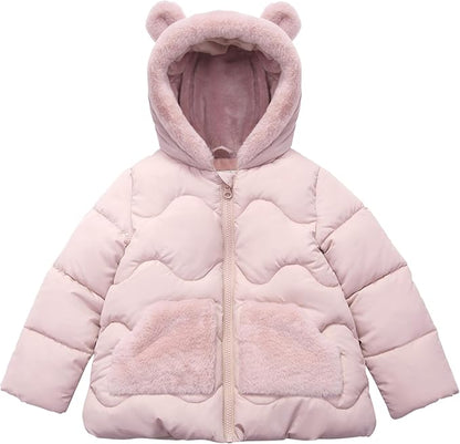 Rokka&Rolla Baby Girls' Water-Resistant Soft Mini Fur Lined Puffer Jacket for Newborn Infant Toddler (6-24M, 2T-5T)