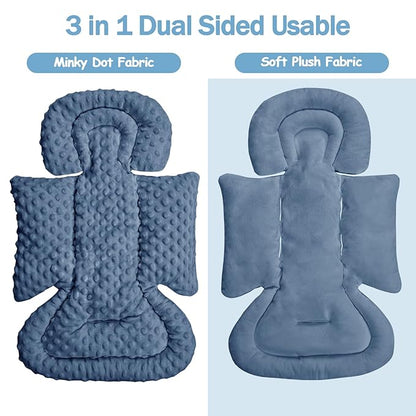 Infant Car Seat Insert Boy Girl, 3 in 1 Newborn Carseat Insert with Strap Pads, Car Seat Head Support for Baby Strollers, Swings, and Bouncers, Comfortable and Machine Washable, Blue