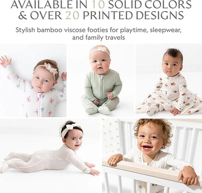 Bamboo Little Soft Baby Footie Pajamas, Baby Clothes, Newborn Sleepers, 95% Viscose and 5% Spandex, 0-24 Months