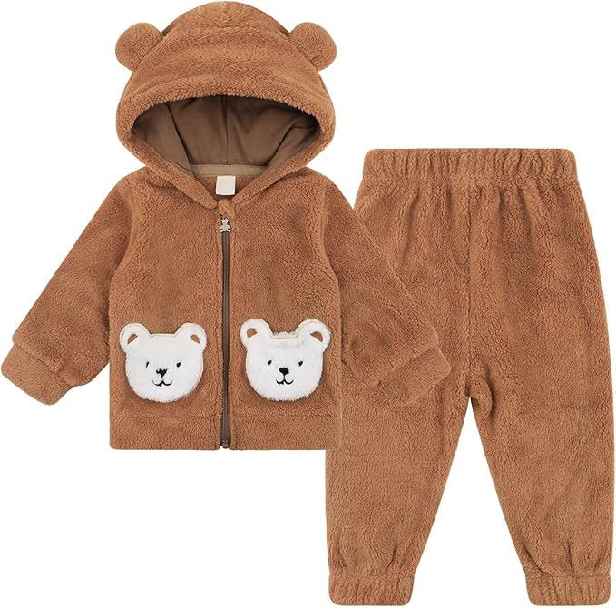Baby Girl Clothes Newborn Boy Outfits Suit Fleece Jacket Pants Winter Coats 2PCS