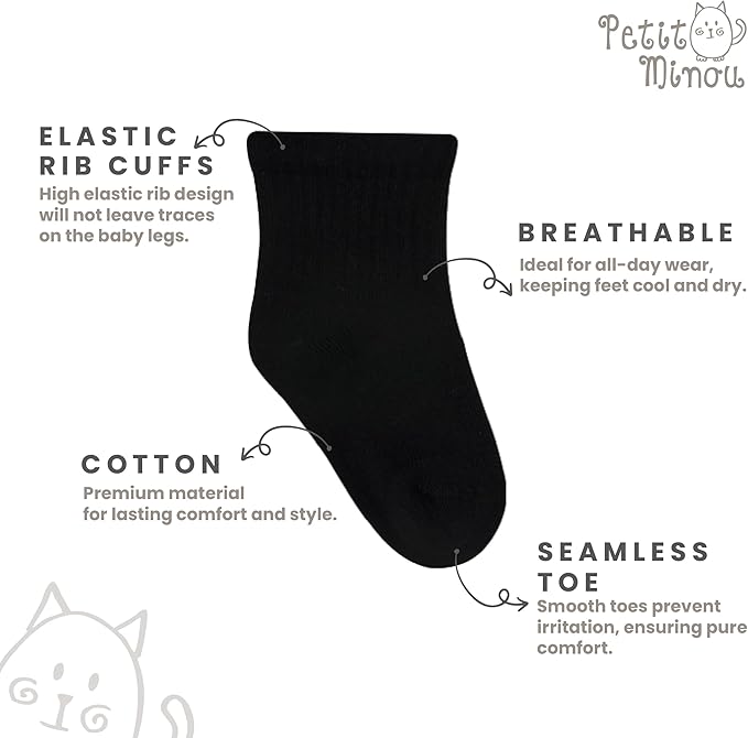 Bella Baby & Toddler Seamless-Toe Turkish Cotton Crew Socks (6-Pack)