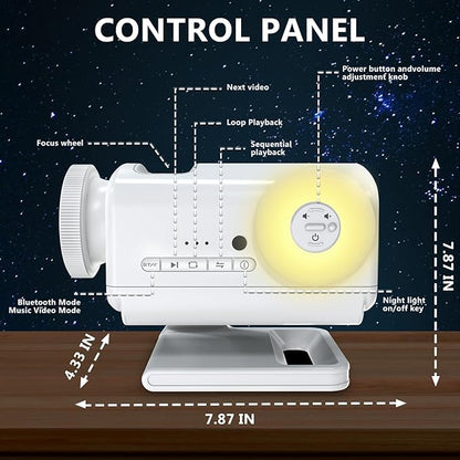 Planetarium 3D Galaxy Projector, Built-in 60 Scene Modes, with Bluetooth Speaker & Remote Control, Star Projector Light for Living Room Bedroom, forr Gifts for Kids, Adult（Telescope White）