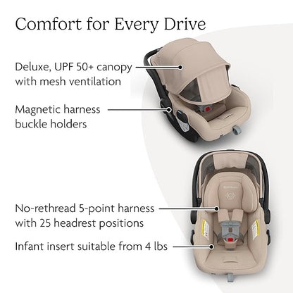 UPPAbaby Mesa V3 Infant Car Seat - Easy Installation + SmartSecure Technology - Attaches to Stroller | Base + Infant Insert Included - Declan (Oat Mélange)