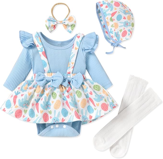 Unutiylo Preemie Newborn Baby Girl Clothes Romper Suspender Dress Fall Winter Outfits Ruffle Long Sleeve Jumpsuit