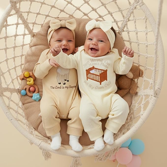 allshope Infant Baby Girl Fall Outfit Romper Ribbed Embroidery Onesie Jumpsuit Long Sleeve Bodysuit Cute Newborn Clothes