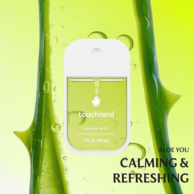 Touchland Hydrating Hand Sanitizer Spray, FRESH 5 Set (Mint, Citrus, Lemon Lime, Aloe, Watermelon), 1 FL. OZ. Travel Size Power Mist Sprays (Set of 5)