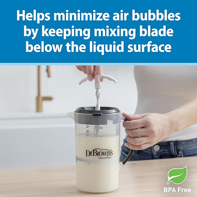 Dr. Brown's Baby Formula Mixing Pitcher with Adjustable Stopper, Locking Lid, and No Drip Spout, 36 oz, BPA-Free, Gray, 1-Pack