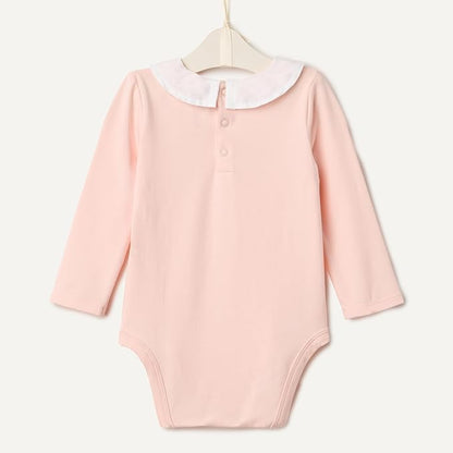 Amazon Essentials x Sofia Grainge Baby Girls' Long-Sleeve Ruffle Collar Bodysuit, Pack of 2