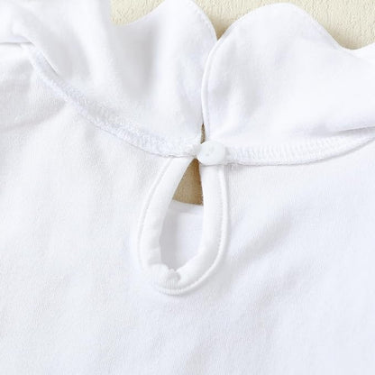 0-24M Infant Girls Ruffle Collar Romper Baby Girl Solid Color Bodysuit Casual Jumpsuit (White short, 18-24 Months)