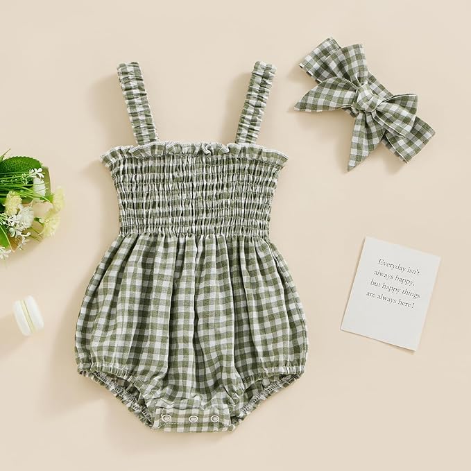Newborn Baby Girl Bodysuit Sleeveless Halter Frill Romper One-piece Jumpsuit with Headband Summer Clothes Set