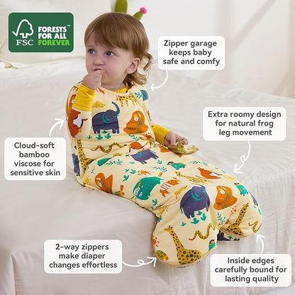 Bamboo Viscose Sleep Sack for Babies and Toddlers 1.0 Tog Wearable Blanket 2-Way Zipper Baby Shower Gifts