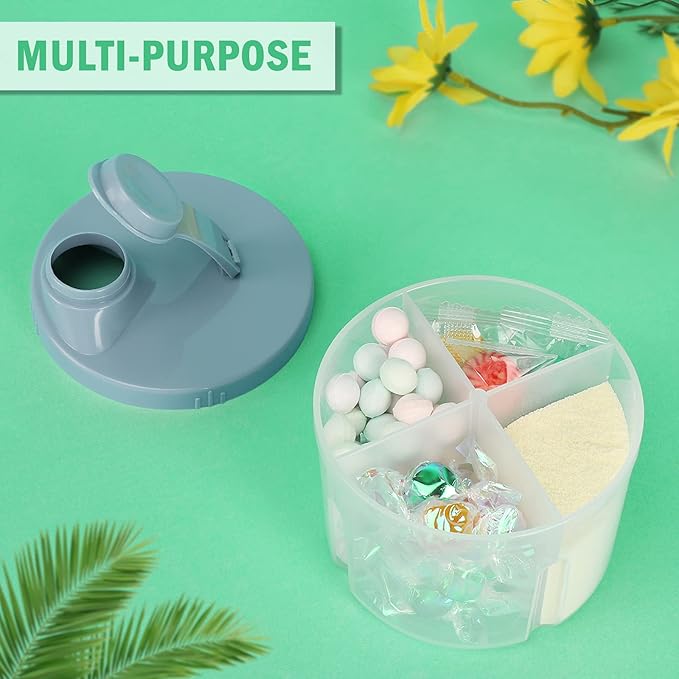 Accmor Baby Formula Dispenser On The Go, Non-Spill Rotating Four-Compartment Formula Container to Go, Milk Powder Kids Snack Container for Infant Toddler Travel Outdoor, Blue
