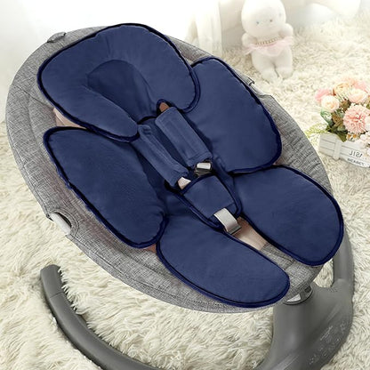 2 in 1 Infant Car Seat Insert Head and Body Support Set, Reversible Newborn Insert for Carseat with 3 Extra Strap Paddings, Soft Stroller Cushion Pillow Insert Girls, Fits for Stroller, Swing, Blue