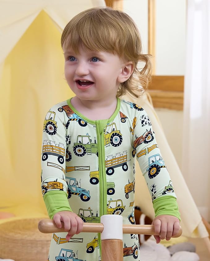 Bamboo Viscose Baby Convertible Footie Pajama, Zipper Pajamas for Baby Boys & Girls, Sleep & Play Footed Pjs