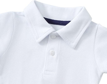 ROMPERINBOX Newborn Baby Boy Collared Onsies Polo Shirt Bodysuit Pique Solid Color Mesh Bubble Short Sleeve Romper Clothes