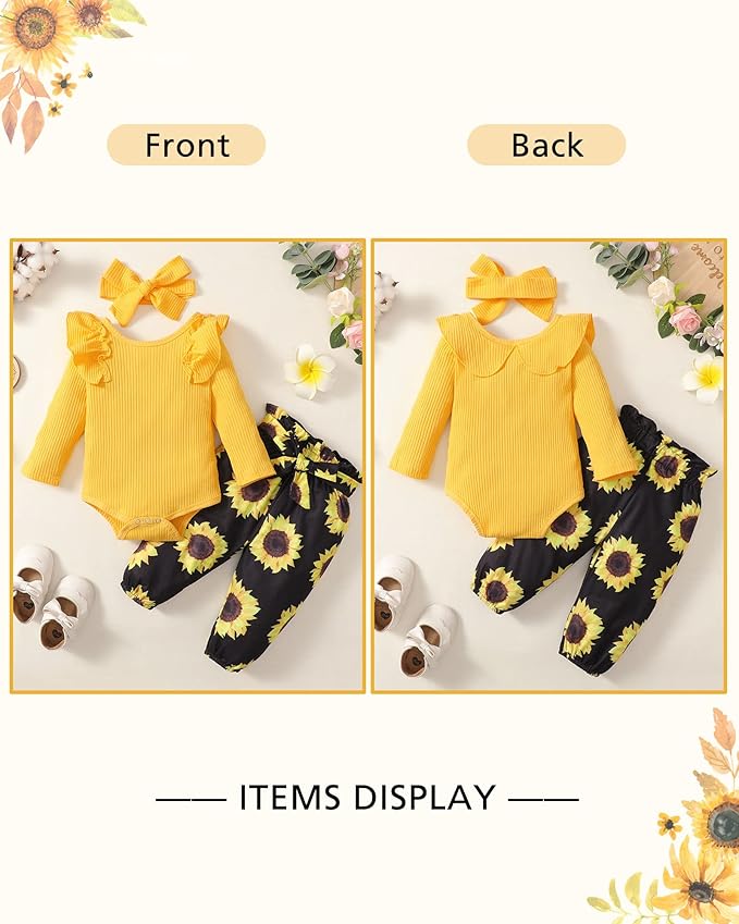 Newborn Baby Girl Clothes Infant Girl Outfits 0 3 6 12 18 Months Clothes for Girls Headband Clothing Set