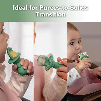 Haakaa Silicone Baby Spoons Self Feeding 6 Months – Baby Utensils with Anti-Choke Astronaut Handle, Easy-Grip, Gum-Friendly, Durable & Safe – Baby Spoons for BLW & First Stage Feeding