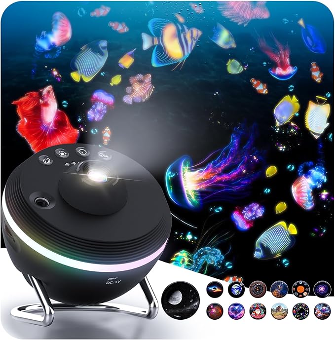 Galaxy Projector, Star Projector with Meteor & 4 Varicolored Lighting Effects, Jellyfish Projector Night Light Space Starry Sky Projector for Bedroom, Ocean Wave Projector for Kids Adults