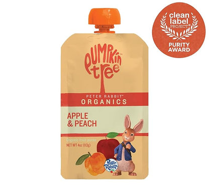Pumpkin Tree Peter Rabbit Organics Apple and Peach, Fruit Snack Squeeze Pouch, 4 Ounce (Pack of 10)