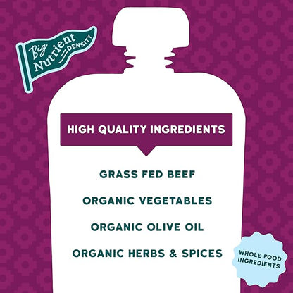 Serenity Kids 7+ Months Baby Food Pouches - Beef Chimichurri 3.5 oz Pack of 12-5g Protein Nutrient-Packed Meat Snacks - BPA-Free Organic Veggie Pouches - On-the-Go Toddler Snacks & Baby Essentials