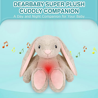 Dearbaby Baby Soother Cry Activated Sensor Toys,Heartbeat Bunny for Babies,Plush Stuffed Animal for Newborn Infants,Baby Toy Vibrating with Mom’s Heartbeat,Baby Shower Gifts for Girls and Boys