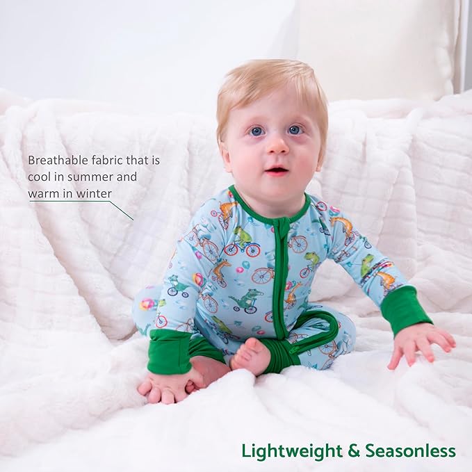 LollyBanks Baby Pajamas, 2-Way Zipper Infant Romper, 95% Viscose Made from Bamboo and 5% Spandex, Baby Sleepers