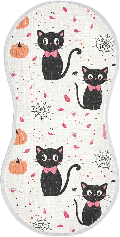 vvfelixl Girly Halloween Cat Burp Cloths for Baby Boy Girls Baby Washcloths Burp Rags 1 Pack