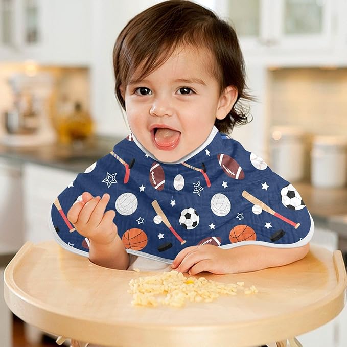 vvfelixl Muslin Burp Cloths Team Sports Baby Washcloths for Baby Girl Boys 2 Pack