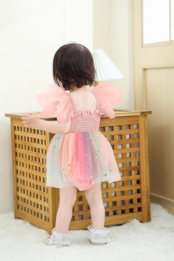 Baby Girl Clothes Infant Tulle Romper Ruffe Sleeveless Bodysuit Baby Girl Outfits Infant Girl Dress 0-18M