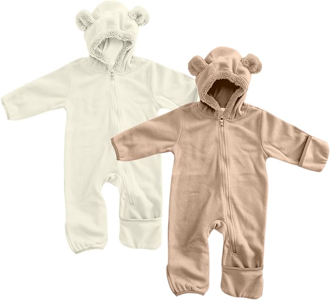 Cuddle Club Fleece Baby Bunting Bodysuit with Hood, Convertible Mittens & Booties, Car Seat Friendly, Soft & Warm, Easy Zip